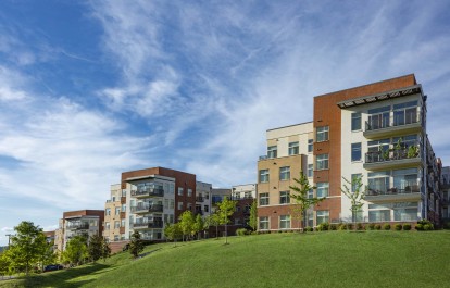 Exterior view of Camden Franklin Park set on a hill.