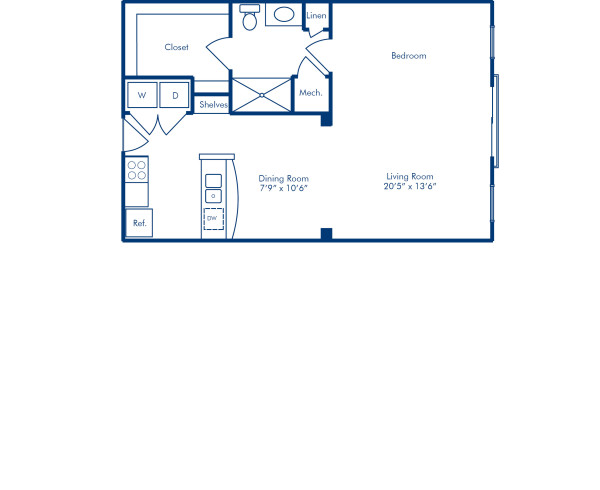 Blueprint of M1 Floor Plan, Studio with 1 Bathroom at Camden Manor Park Apartments in Raleigh, NC