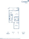 Blueprint of Alberti Floor Plan, 1 Bedroom and 1 Bathroom at Camden Portofino Apartments in Pembroke Pines, FL