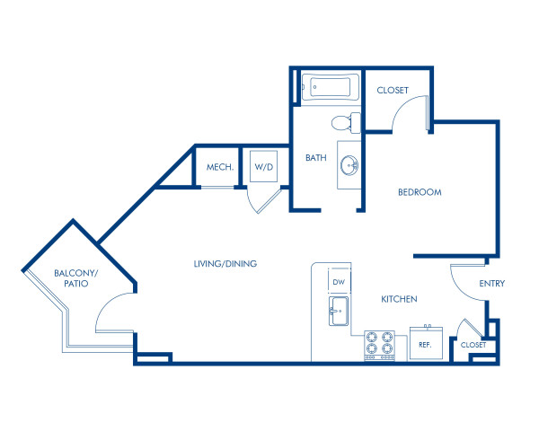 Blueprint at Camden Music Row apartments in Nashville, TN of the S5 studio floor plan