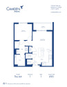 The A4 floor plan, 1 bed, 1 bath apartment home at Camden Atlantic in Plantation, FL