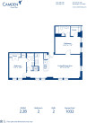 Blueprint of 2.2B Floor Plan, 2 Bedrooms and 2 Bathrooms at Camden Grand Parc Apartments in Washington, DC