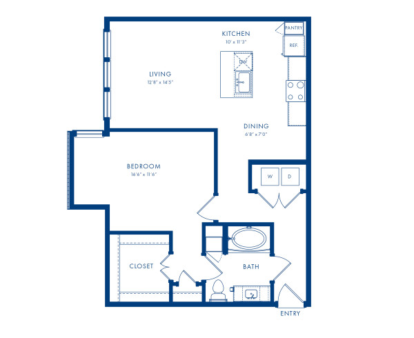 Camden Greenville Apartments, Dallas, TX, A1B Flats Floor Plan, One Bedroom-One Bathroom