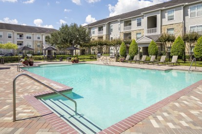 Resort-style pool with WiFi and Lounge Seating at Camden Downs at Cinco Ranch in Katy, TX.