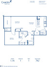 Blueprint of 1.1A Floor Plan, 1 Bedroom and 1 Bathroom at Camden Ashburn Farm Apartments in Ashburn, VA