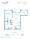 Blueprint of Brandon Floor Plan, 1 Bedroom and 1 Bathroom at Camden Paces Apartments in Atlanta, GA