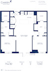 Blueprint of B2 Floor Plan, Two Bedroom and Two Bathroom Apartment at Camden McGowen Station Apartments in Midtown Houston, TX