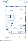 Blueprint of Cocoa Floor Plan, 1 Bedroom and 1 Bathroom at Camden Montague Apartments in Tampa, FL