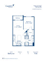 Blueprint of Bethune Floor Plan, one bedroom and one bathroom apartment home at Camden Thornton Park Apartments in Orlando, FL