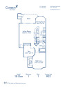 Blueprint of 1B Den Floor Plan, 1 Bedroom and 1 Bathroom at Camden Gaines Ranch Apartments in Austin, TX