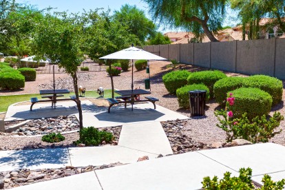 Private off leash dog park shaded seating area