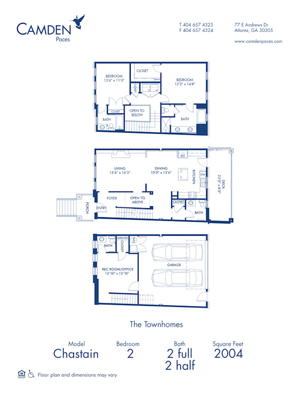Blueprint of Chastain Floor Plan, 2 Bedrooms and 2 Bathrooms at Camden Paces Apartments in Atlanta, GA