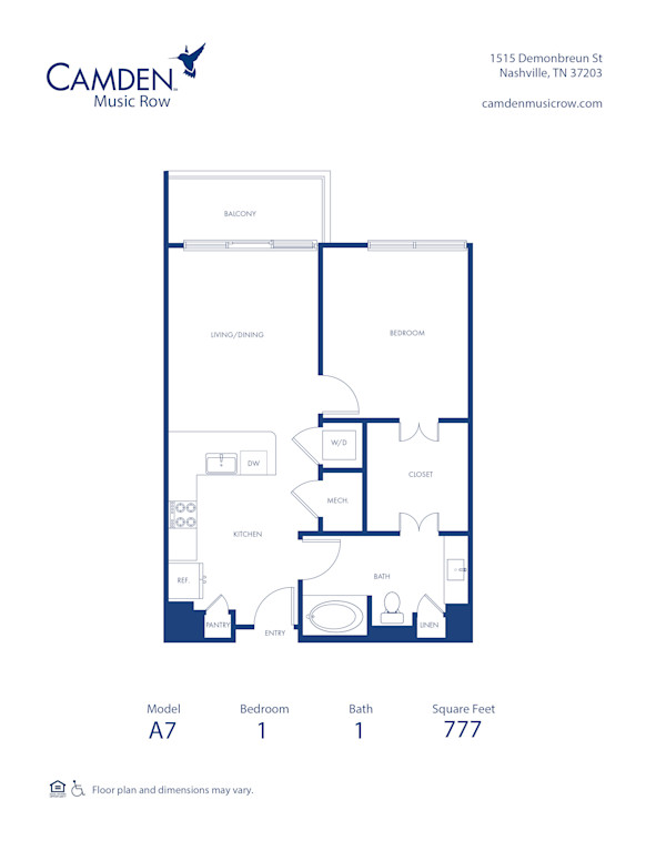 camden-music row-apartments-nashville-tn-one-bedroom-floor plan-A7