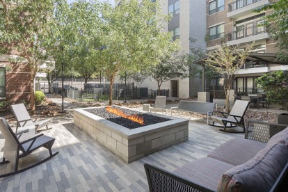 Courtyard firepit and seating at Camden Victory Park
