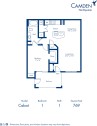 Blueprint of Cabot Floor Plan, 1 Bedroom and 1 Bathroom at Camden Northpointe Apartments in Tomball, TX