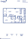 Blueprint of A1 Floor Plan, 1 Bedroom and 1 Bathroom at Camden Manor Park Apartments in Raleigh, NC