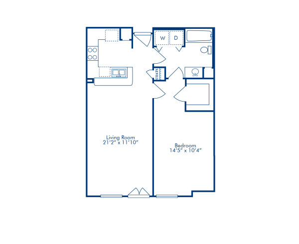 Blueprint of C2 Floor Plan, 1 Bedroom and 1 Bathroom at Camden Greenway Apartments in Houston, TX
