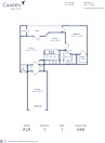 Blueprint of A2A Floor Plan, 1 Bedroom and 1 Bathroom at Camden Legacy Creek Apartments in Plano, TX