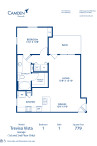 Blueprint of Treviso Vista  - Garage Floor Plan, 1 Bedroom and 1 Bathroom at Camden Riverwalk Apartments in Grapevine, TX