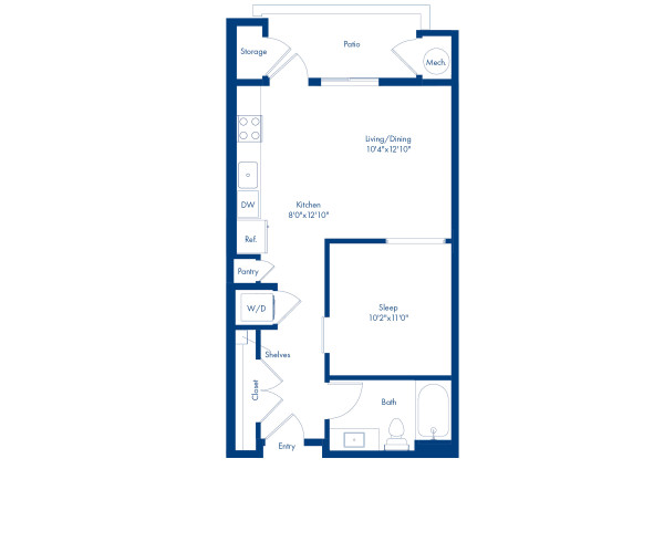 Camden Tempe apartments in Tempe, Arizona, studio floor plan S1.2