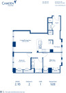 Blueprint of 2.1B Floor Plan, 2 Bedrooms and 1 Bathroom at Camden Grand Parc Apartments in Washington, DC