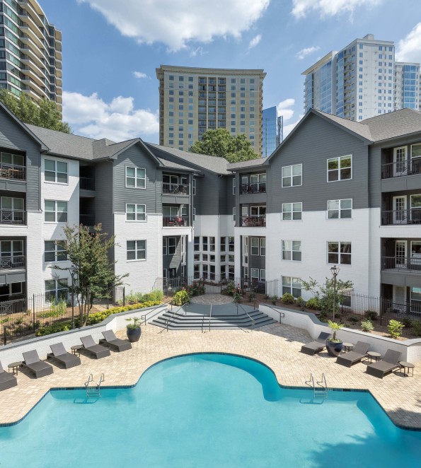 Resort-style pool with sundeck at Camden Phipps in Atlanta, GA