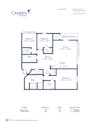 Blueprint of Yerka floor plan, three bedroom two bathroom apartment at Camden Pier District in St. Petersburg, FL