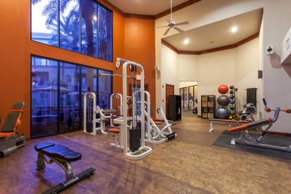 Fitness center with weight machines