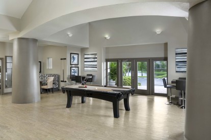 Resident lounge with billiards and seating