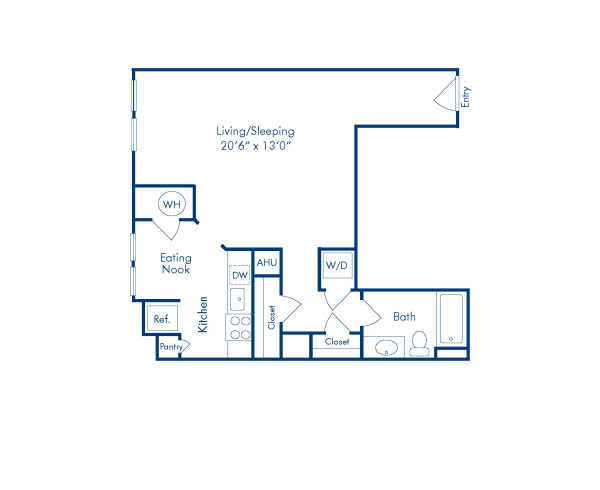 Blueprint of Meade Floor Plan, Studio with 1 Bathroom at Camden Potomac Yard Apartments in Arlington, VA