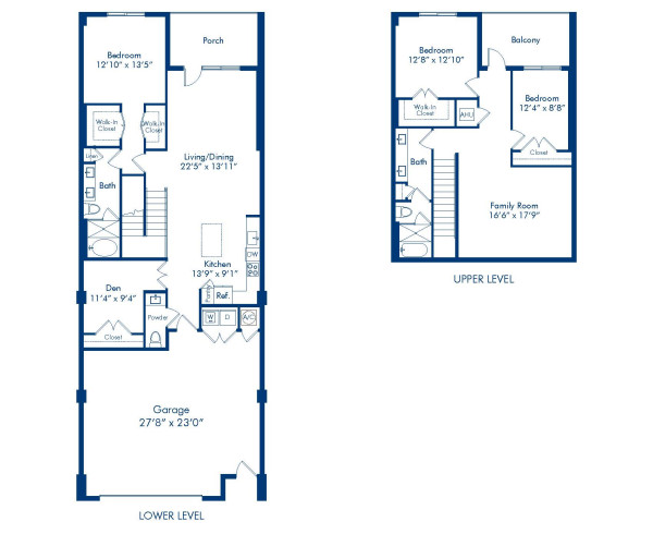 Camden Central apartments in St. Petersburg, Florida trhree bedroom floor plan blueprint, townhome Van Gogh