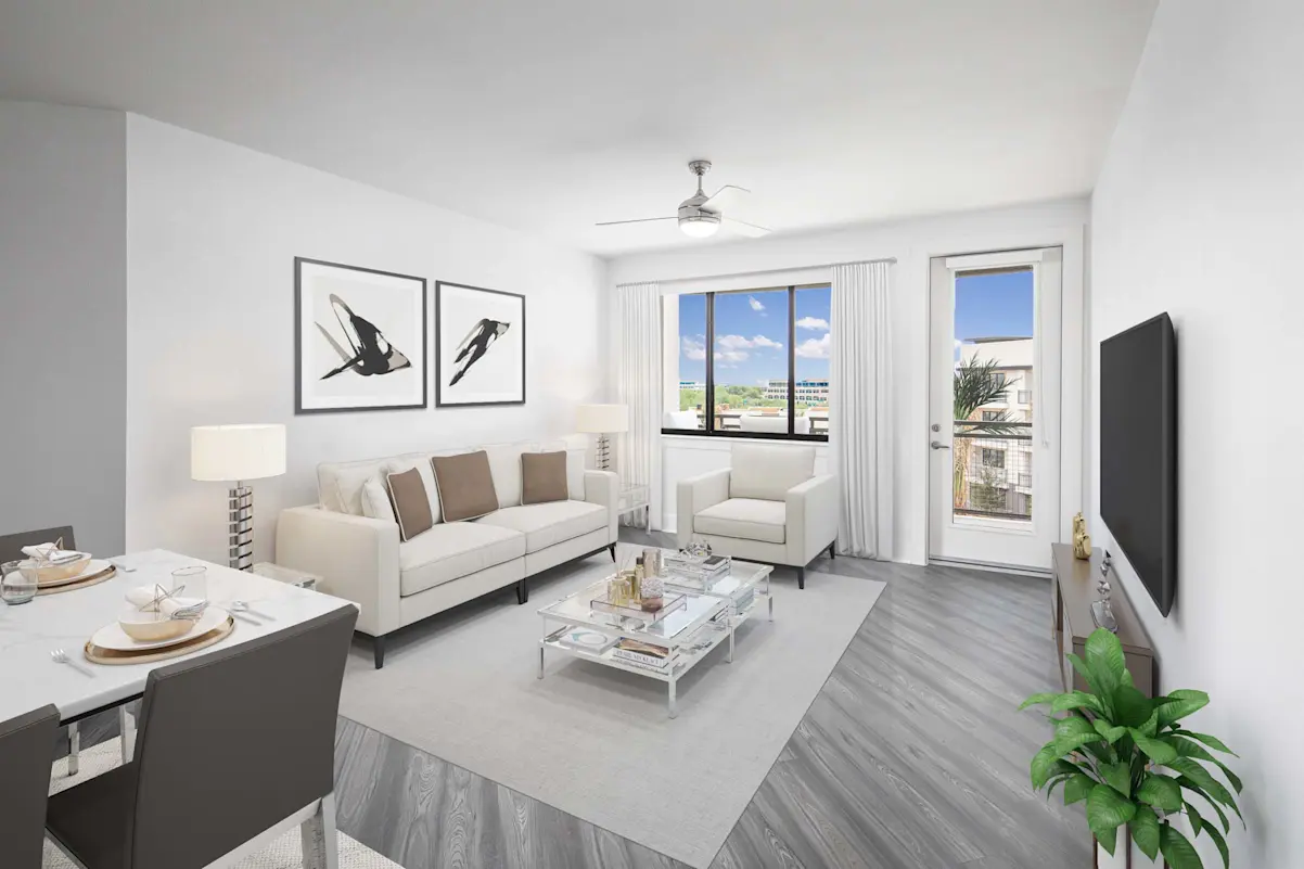 Furnished living room at Camden North End.