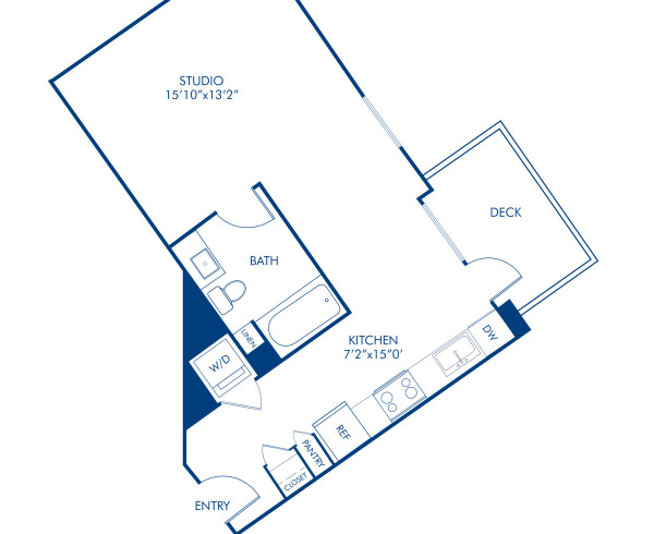  Blueprint of S2 Floor Plan, Studio Apartment Home with 1 Bathroom at Camden Glendale in Glendale, CA