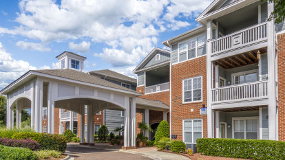 Covered apartment entryways at Camden Governors Village Apartments in Chapel Hill, NC
