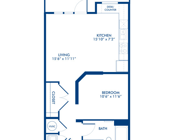 Blueprint of A1-2 Floor Plan, Studio with 1 Bathroom at Camden Southline Apartments in Charlotte, NC