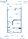 Blueprint of A1-2 Floor Plan, Studio with 1 Bathroom at Camden Southline Apartments in Charlotte, NC