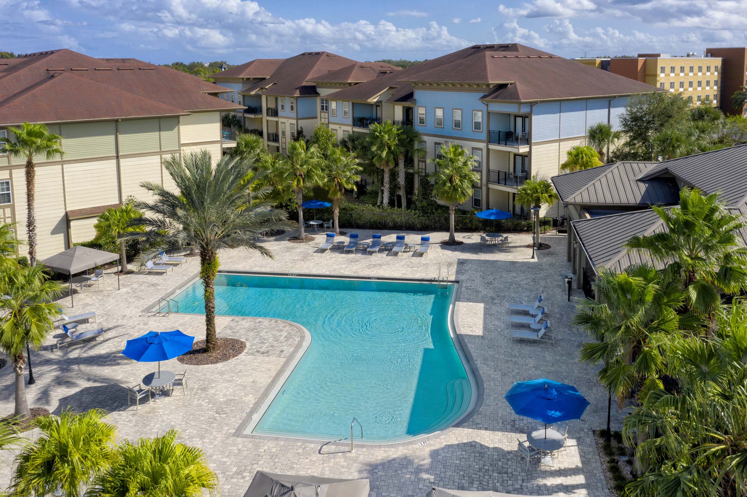 Tropical pool with large sundeck