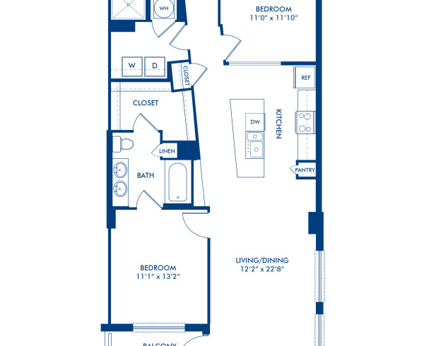 Blueprint of B9 Floor Plan, 2 Bedrooms and 2 Bathrooms at Camden NoMa Apartments in Washington, DC