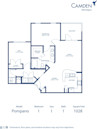 Blueprint of Pompano Floor Plan, 1 Bedroom and 1 Bathroom at Camden Montague Apartments in Tampa, FL