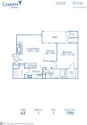 Blueprint of A3 Floor Plan, 1 Bedroom and 1 Bathroom at Camden Stoneleigh Apartments in Austin, TX
