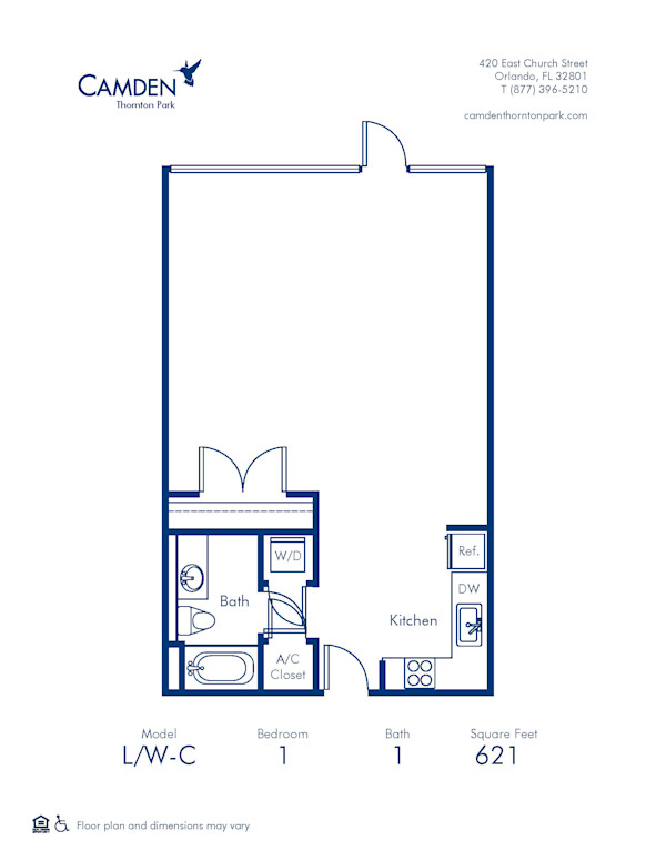 Camden Thornton Park apartments for rent, live work one bedroom, one bath