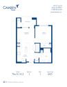 Camden Tempe apartments in Tempe, Arizona, one bedroom floor plan A1.A2