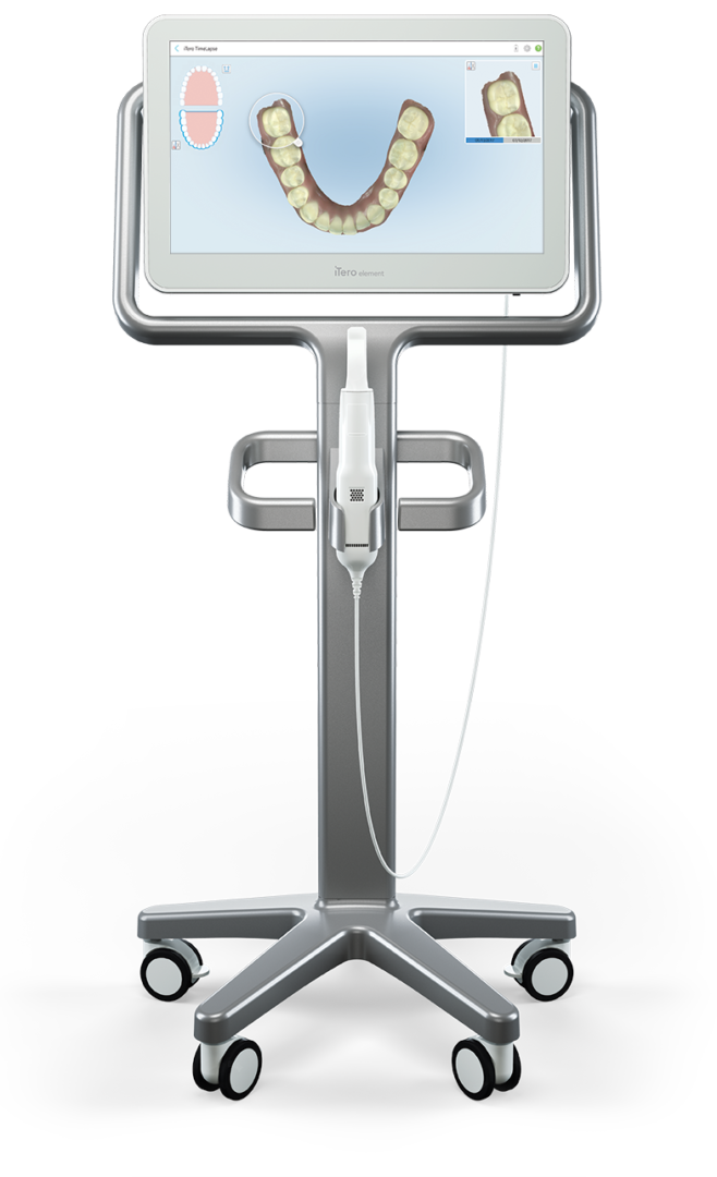 Physical impressions with arrow to CT-scanned impression