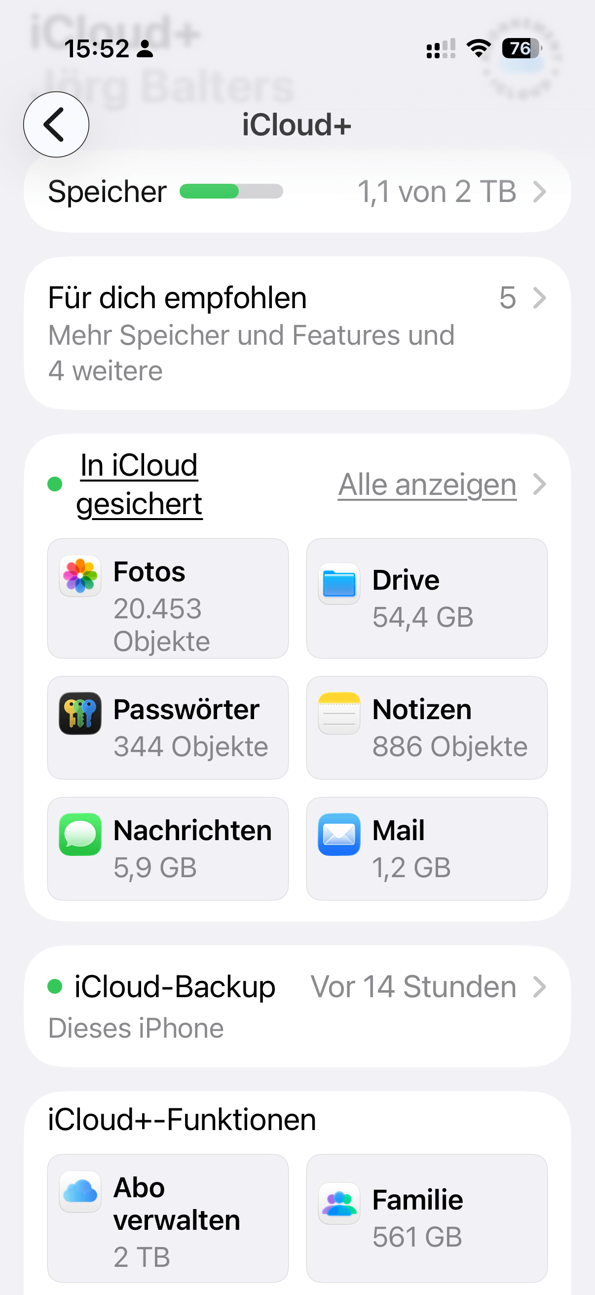 iCloud-Backup-Einstellungen