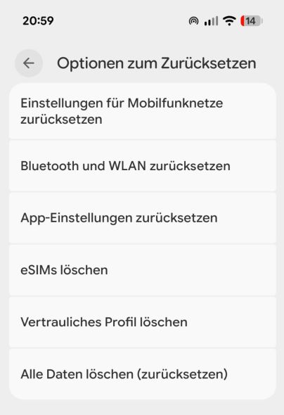 Zurücksetzen