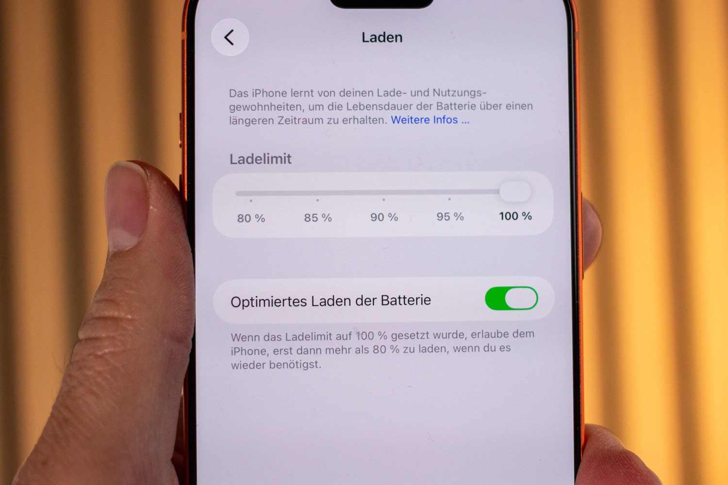 Optimiertes Laden richtig einstellen auf einem iPhone