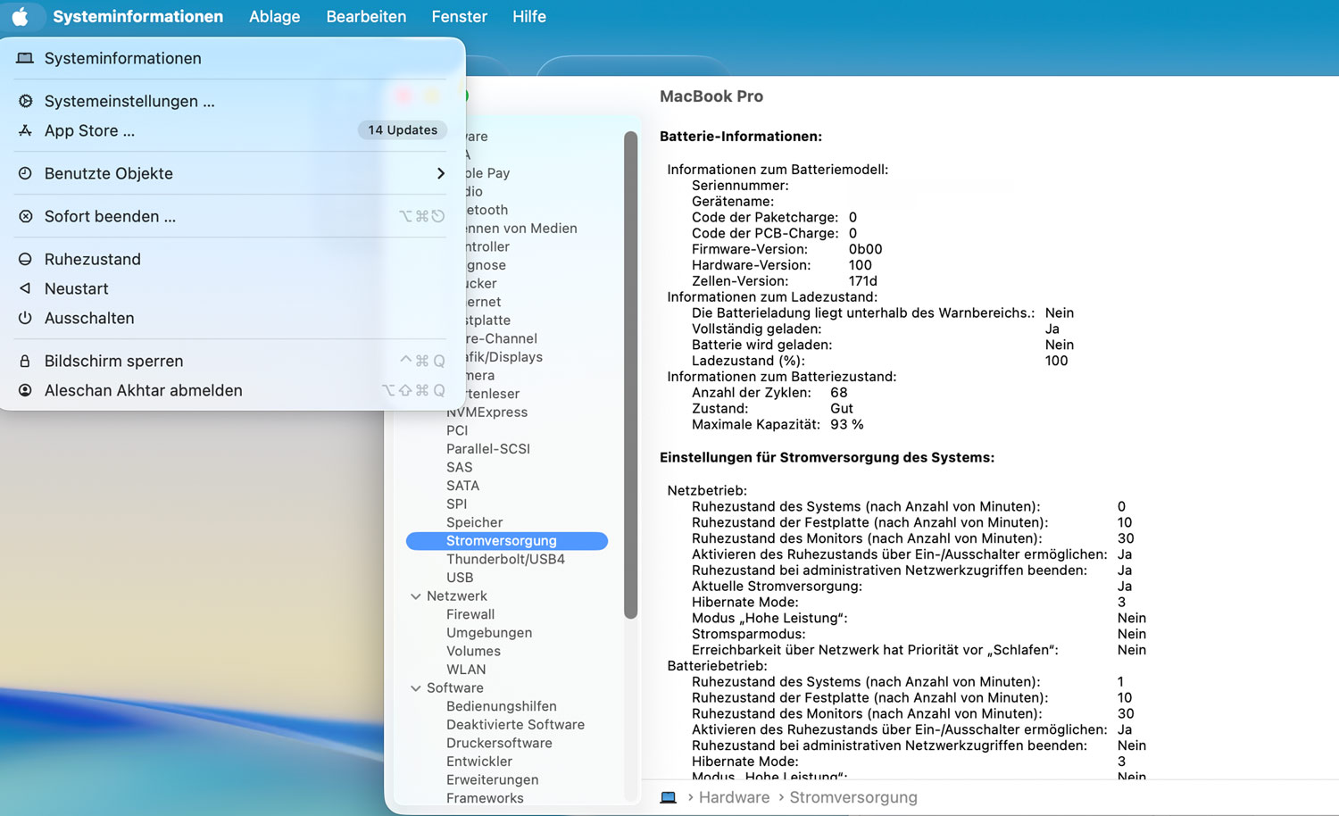 MacOS Batteriezustand und Kapazität 