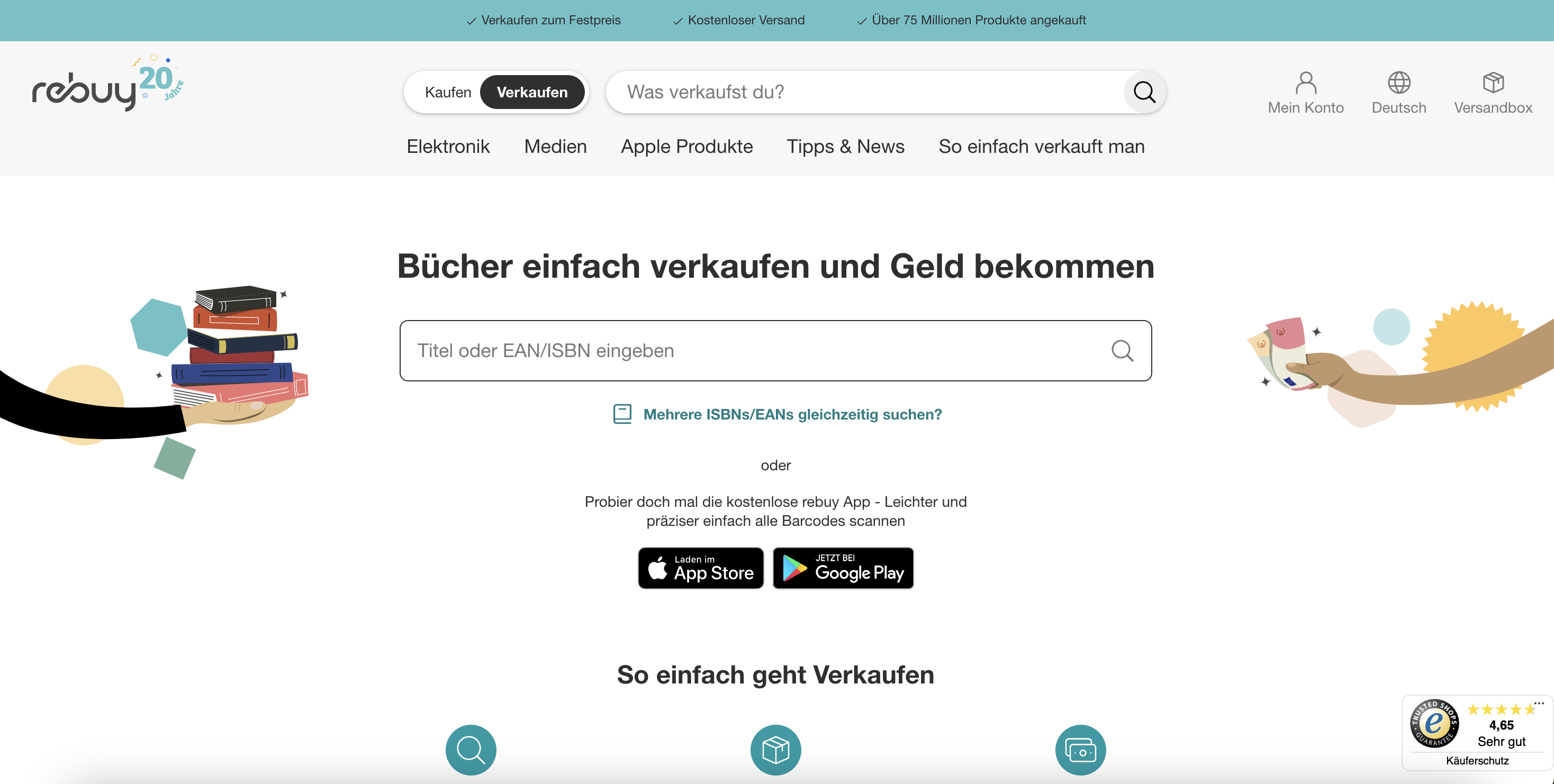 Wo kann man Bücher verkaufen? Der rebuy Bücher Scanner & mehr