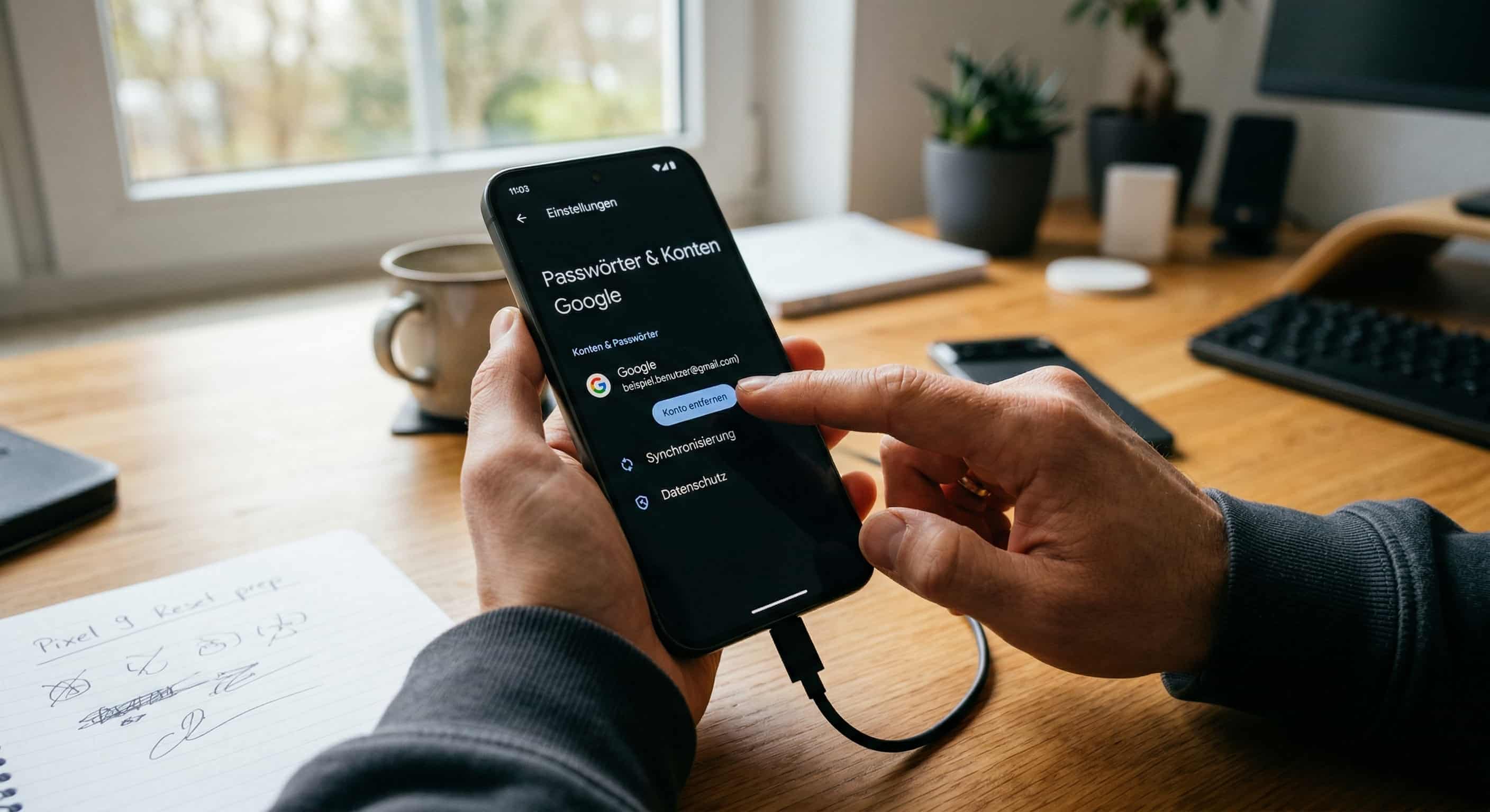 Google-Konto wird vor dem Hard Reset manuell entfernt