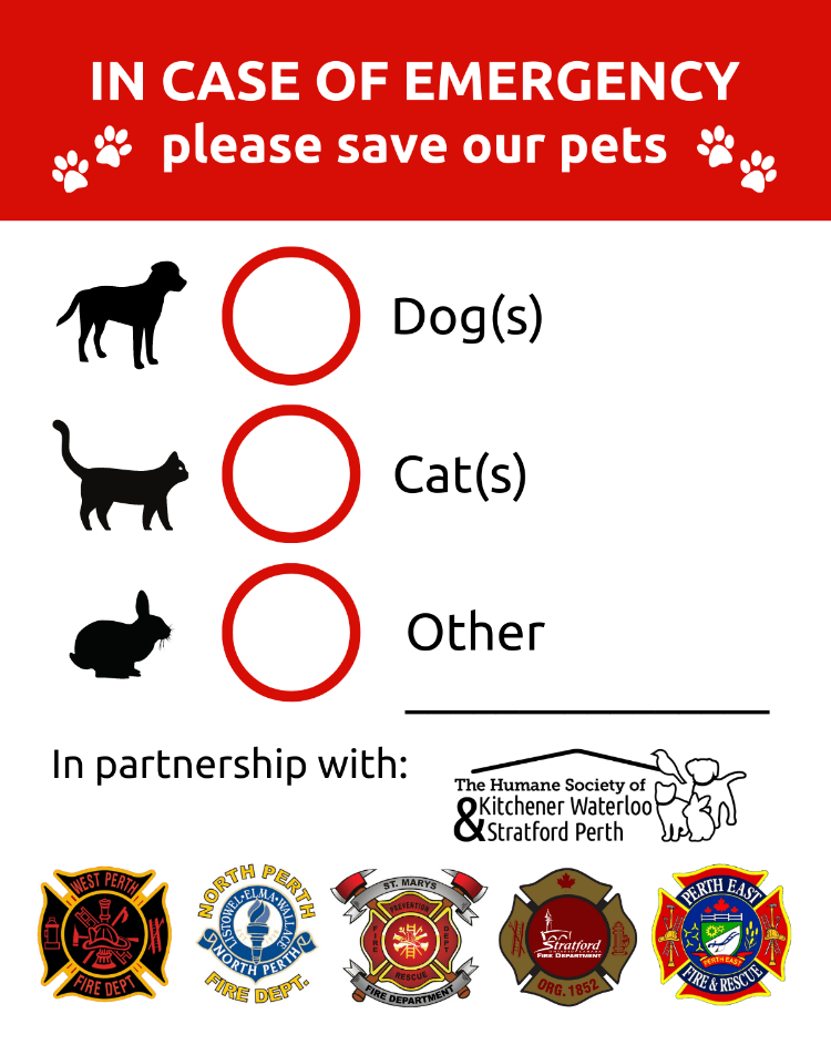 Emergency Pet Decal - The Humane Society of Kitchener Waterloo ...